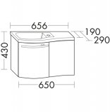 Burgbad Sinea Guests Bathroom mineral casting Wash basin including vanity unit, basin left, width: 656 mm