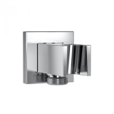 HSK Wall connection bend, integrated hand shower holder, square, chrome 1140132