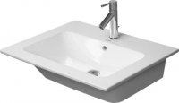 Duravit ME by Starck Furniture wash basin, 2 tap holes, overflow, with tap hole bench, 630 mm