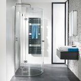 HSK Exklusiv Semicircular round shower with folding doors, 4-part, size: 110 x 90 x 200 cm