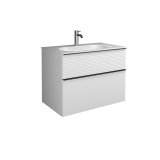 Burgbad Fiumo Mineralguss-Waschtisch inklusive Waschtischunterschrank, mit Plisséefront Breite 820mm, SFXN082...