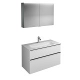 Burgbad Fiumo set, SXFV102, consisting of mirror cabinet, cast mineral washbasin and vanity unit, with pleated...