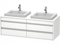 Duravit Ketho vanity unit wall hung 6757, 4 drawers, 1400mm, for 2 built-in washbasins, both sides