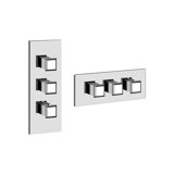 Gessi Eleganza, ready-mounted set for high-performance thermostat, with 2 separately opening valves for flush-...