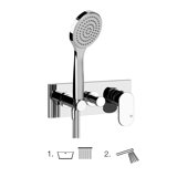 Gessi Emporio Via Bagutta ready-to-install set for single-lever bath mixer, 2-way diverter, direct wall connec...