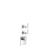 Gessi Inciso- Pre-assembled set for 3/4 high performance concealed thermostat, single rosettes, vertical mount...