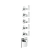 Gessi Inciso- Pre-assembled set for 3/4 high performance concealed thermostat, single rosettes, vertical mount...