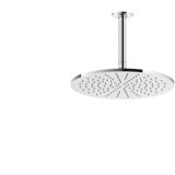 Gessi Inciso anti-limestone overhead shower D300 mm, with joint and ceiling arm 266 mm, 1/2 connection, 58252