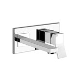 Gessi Rettangolo K, ready-mounted single lever basin mixer, fixed spout, without pop-up waste, 207mm projectio...