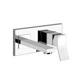 Gessi Rettangolo K, ready-mounted single lever basin mixer with fixed spout, without pop-up waste, projection ...