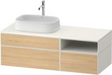 Duravit Zencha Konsolenwaschtischunterbau, 1300x550mm, 2 Auszüge, 1 Schubkasten, offenes Fach, Ausschnitt 1 l...