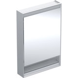 Geberit ONE mirror cabinet with ComfortLight, 1 door, with niche, surface mounting, anodized aluminum, 60x90cm...