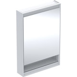 Geberit ONE mirror cabinet with ComfortLight, 1 door, with niche, surface mounting, white/aluminum, 60x90cm, 5...