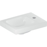 Geberit iCon Light hand-rinse basin, 38 cm x 28 cm, with tap hole on the right, without overflow, shelf on the...