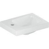 Geberit iCon Light hand-rinse basin, 38 cm x 28 cm, with tap hole on the left, without overflow, shelf on the ...