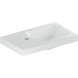 Geberit iCon Light hand-rinse basin, 53 cm x 31 cm, with tap hole on the left, without overflow, shelf on the ...