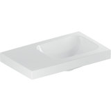 Geberit iCon Light hand-rinse basin, 53 cm x 31 cm, without tap hole, without overflow, storage surface left, ...