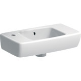 Geberit Renova Compact wash hand basin reduced projection, 450x250mm, with shelf right