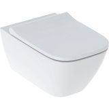 Geberit Smyle Square Set wall-hung WC low-flush, closed form, Rimfree, with toilet seat, overlapping lid.