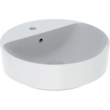 Geberit VariForm Countertop washbasin round, 450mm, with tap hole, with overflow