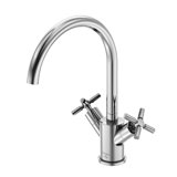 Steinberg 250 series basin mixer, swivel, two-handle, with drain set, projection 155mm, 2501500