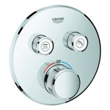 Grohe Grohtherm SmartControl thermostat with two shut-off valves, wall rose round