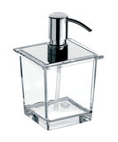 Emco liaison liquid soap dispenser for railing, crystal glass clear, dosing pump metal, approx. 365 ml, chrome...