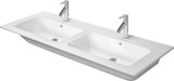 Duravit ME by Starck Furniture double wash basin, 2x1 tap holes, overflow, with tap hole bench, 1300 mm