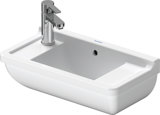 Duravit Starck 3 Handwaschbecken, 500x260mm, mit Überlauf, 2 Hahnlöcher vorgestochen links und rechts, 07515...