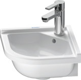 Duravit Eck Handwaschbecken Starck 3 44cm, mit Überlauf, 1 Hahnloch