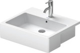 Duravit semi-recessed Vero 55 cm, with overflow, with tap hole bench, 1 tap hole