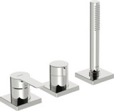 Hansa Hansaligna bath mixer, ready-mounted set, with safety device, square rosettes, 06439493