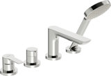 Hansa Hansaligna bath mixer, ready-mounted set, with safety device, round rosettes, projection: 160mm, 0644247...