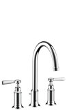 hansgrohe  AXOR Montreux3-Loch Waschtischarmatur 180, Zugstangen-Ablaufgarnitur, Hebelgriffe,Ausladung 175mm