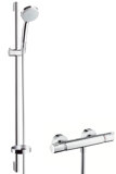 hansgrohe Croma 100 Brausesystem Aufputz Vario EcoSmart mit Ecostat Comfort Thermostat und Brausestange 90 cm,...