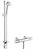 Hansgrohe Croma 100 surface-mounted shower system Vario with Ecostat Comfort thermostat and shower bar 90 cm, ...