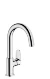 hansgrohe Vernis Blend single-lever basin mixer with swivel spout and pop-up waste chrome, 166 mm projection, ...