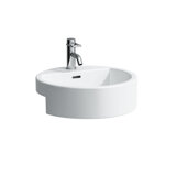 Laufen Living City semi-recessed washbasin, with overflow, 1 tap hole, 460x460mm, white