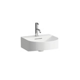 Running Sonar Hand-rinse basin, 1 tap hole, with overflow, 410x420mm, incl. valve cover, white