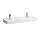 Laufen VAL double washbasin, 1 tap hole, with overflow, 1200x420mm, semi-dry area centered, H814282