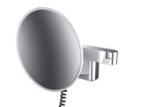 Emco LED shaving and make-up mirror, wall model, double-jointed arm, magnification 3-fold, round, spiral cable...