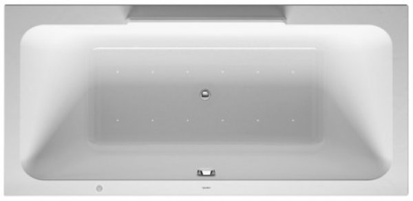 Duravit whirlpool bath DuraStyle 1900x900mm, built-in version or for bath panelling, 2 back inclines, frame, drain and overflow set, Combi L