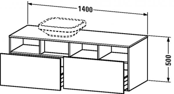 Duravit DuraStyle Waschtischunterschrank wandhängend 6785, 2 Auszüge, mit 2 Ausschnitte, 1400mm