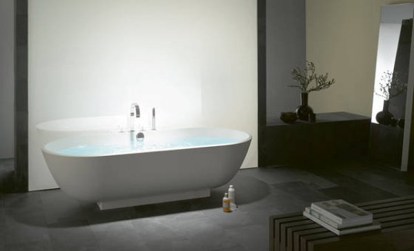 Burgbad Crono 2.0 cast mineral bathtub oval, with tap ledge, free-standing, 190x90 cm, SEAJ190