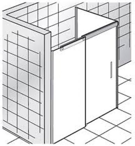 HSK K2P sliding door 2-part with side panel, size: 120.0 x 90.0 x 200.0 cm, stop left, side panel right