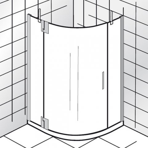 HSK K2P Round shower, 3-piece, 80x80 cm, door hinge left, radius 55 cm, 2153080550