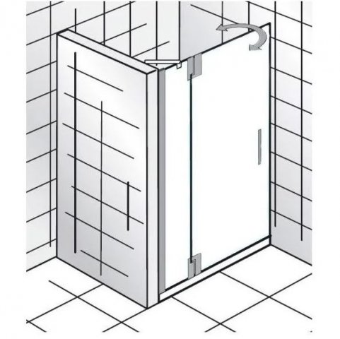 HSK K2P hinged door on side part for niche, size: 120.0 x 200.0 cm, door hinge left