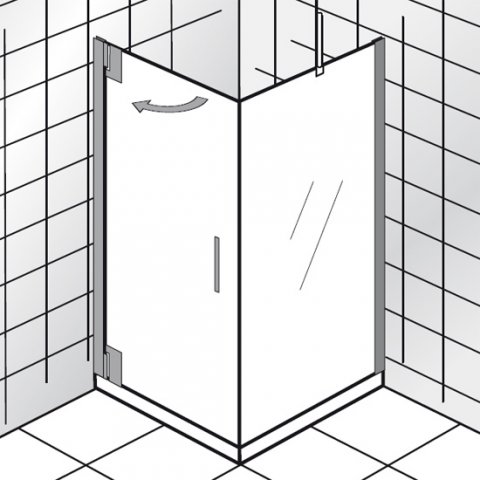 HSK K2P hinged door for side panel, size: 100.0 x 200.0 cm, door hinge right