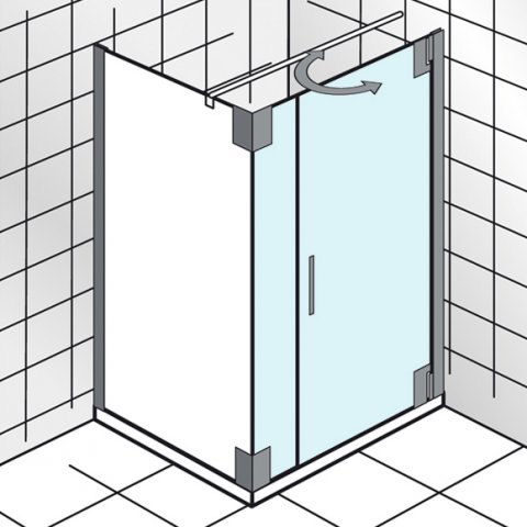 HSK K2P hinged door and auxiliary part for side panel, size: 80.0 x 200.0 cm, door hinge right