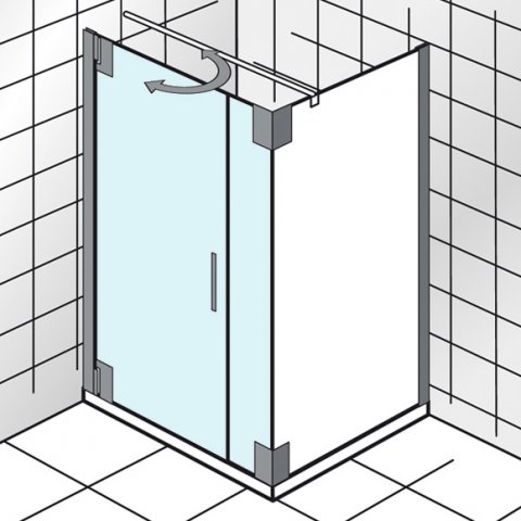 HSK K2P hinged door and side panel for side wall, size: 75.0 x 200.0 cm, door hinge left